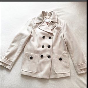 St. John’s Bay Cream Wool Blend Double Breasted Peacoat